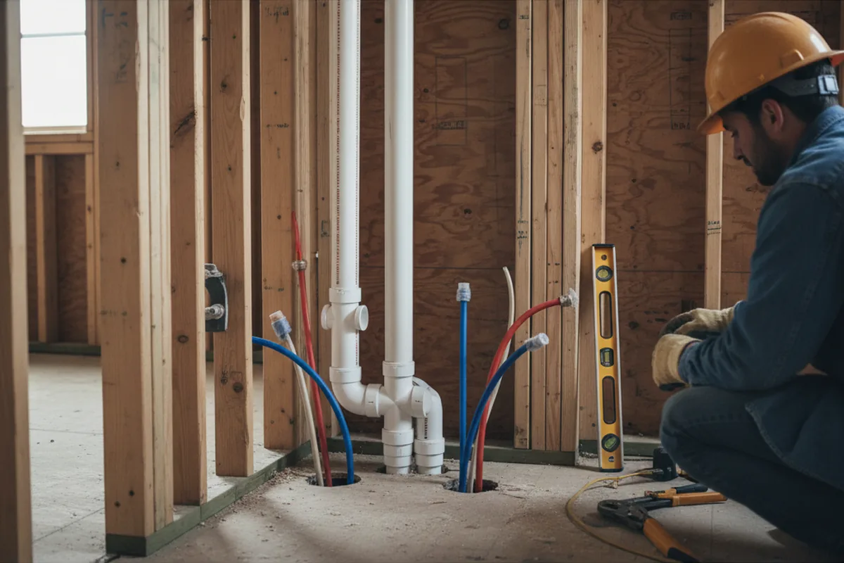 Drain and supply rough-in during Sump Pump Repair in Covina