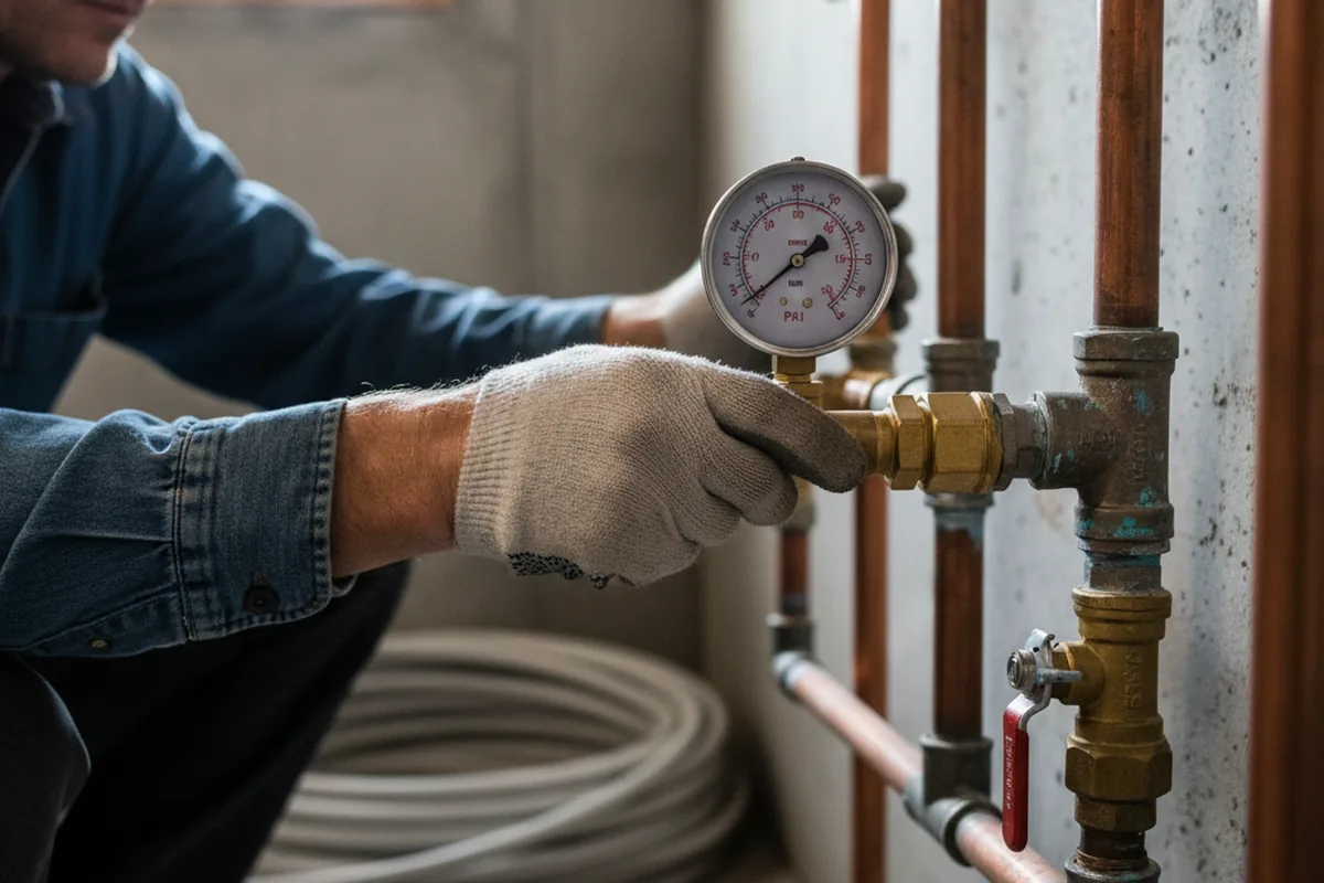 Pressure testing a repaired line during Water Line Repair in Covina